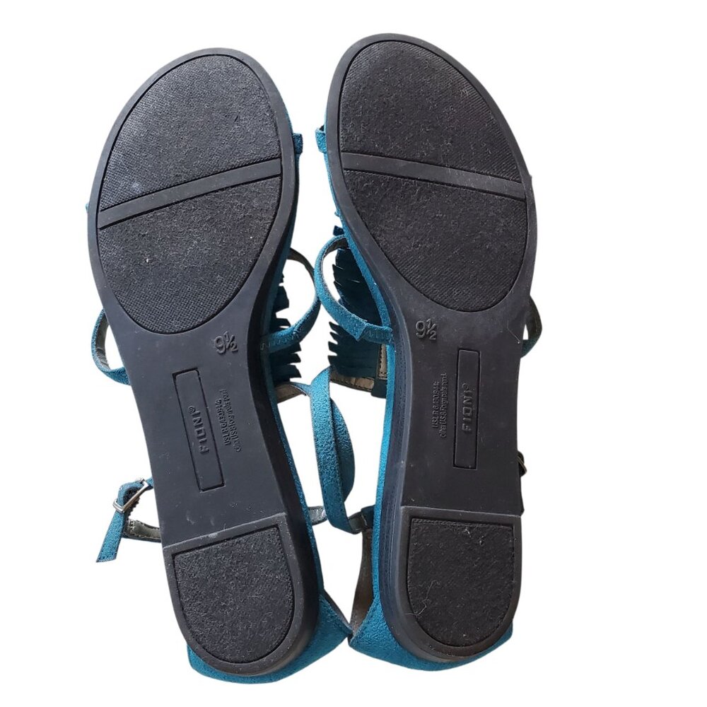 Fioni Turquoise Blue Fringed Sandals Size 9.5 - Picture 2 of 9